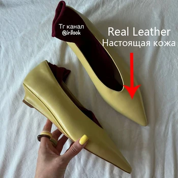 JOZHAMTA  Size 34-43 2025  Fashion High Heels Women Pumps Shoes News Real Leather Party Summer Pointed Toe Dress Wedge Shoes 2