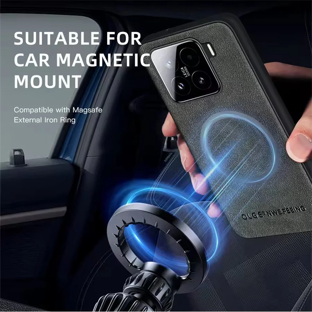 Magnetic Leather Protective Case with Magsafe Wireless Charging Compatibility