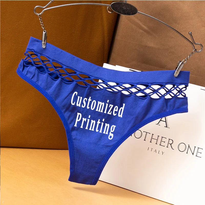 Customized Your Logo Thongs Underwewar Personalized Hollot Out