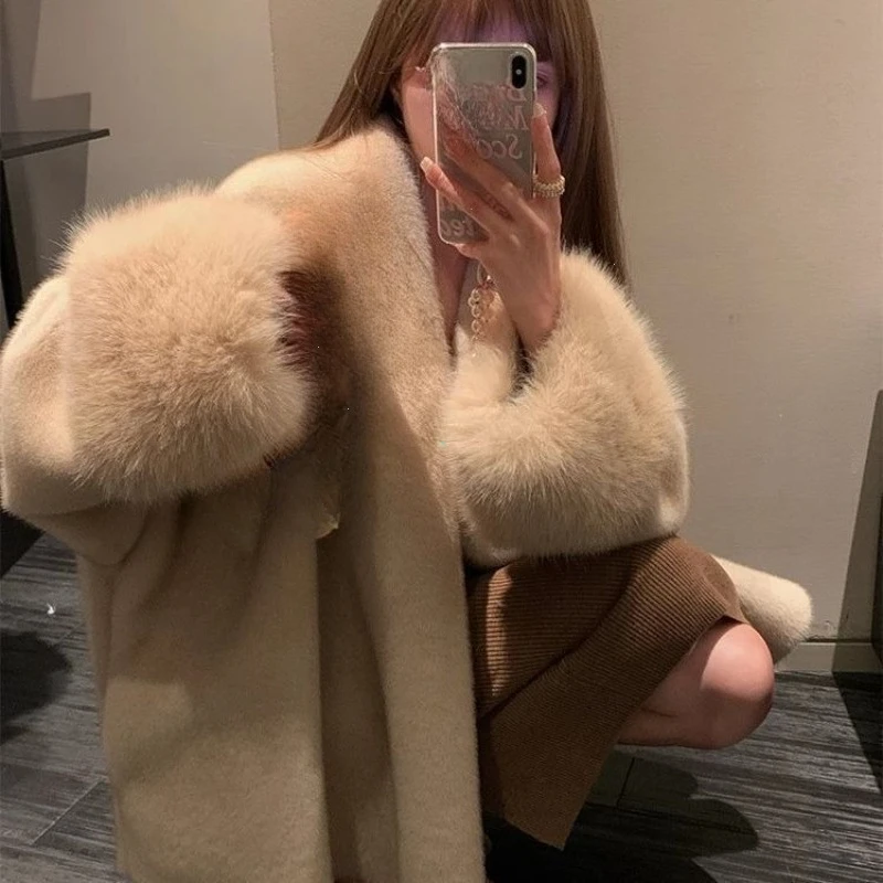 Faux Mink Fur Coat for Women Winter Thick Loose Hairy Casual Jacket Y2K Fashion Streetwear Long Sleeve Warm Fur Outerwear