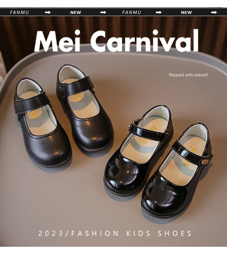 Mädchen Lederschuhe für Party Hochzeit weiche schwarze Kinder uk Uniform Schul schuhe einfache rutsch feste Kinder Performance Schuhe – Detail 2