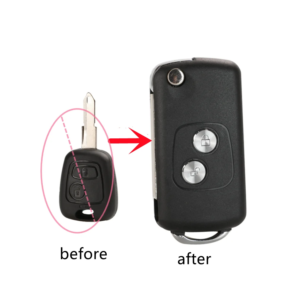 

2 BTN Modified Flip Remote Car key Shell for Citroen C1 C2 C3 C4 Picasso Xsara Peugeot 206 306 307 107 207 407 Partner