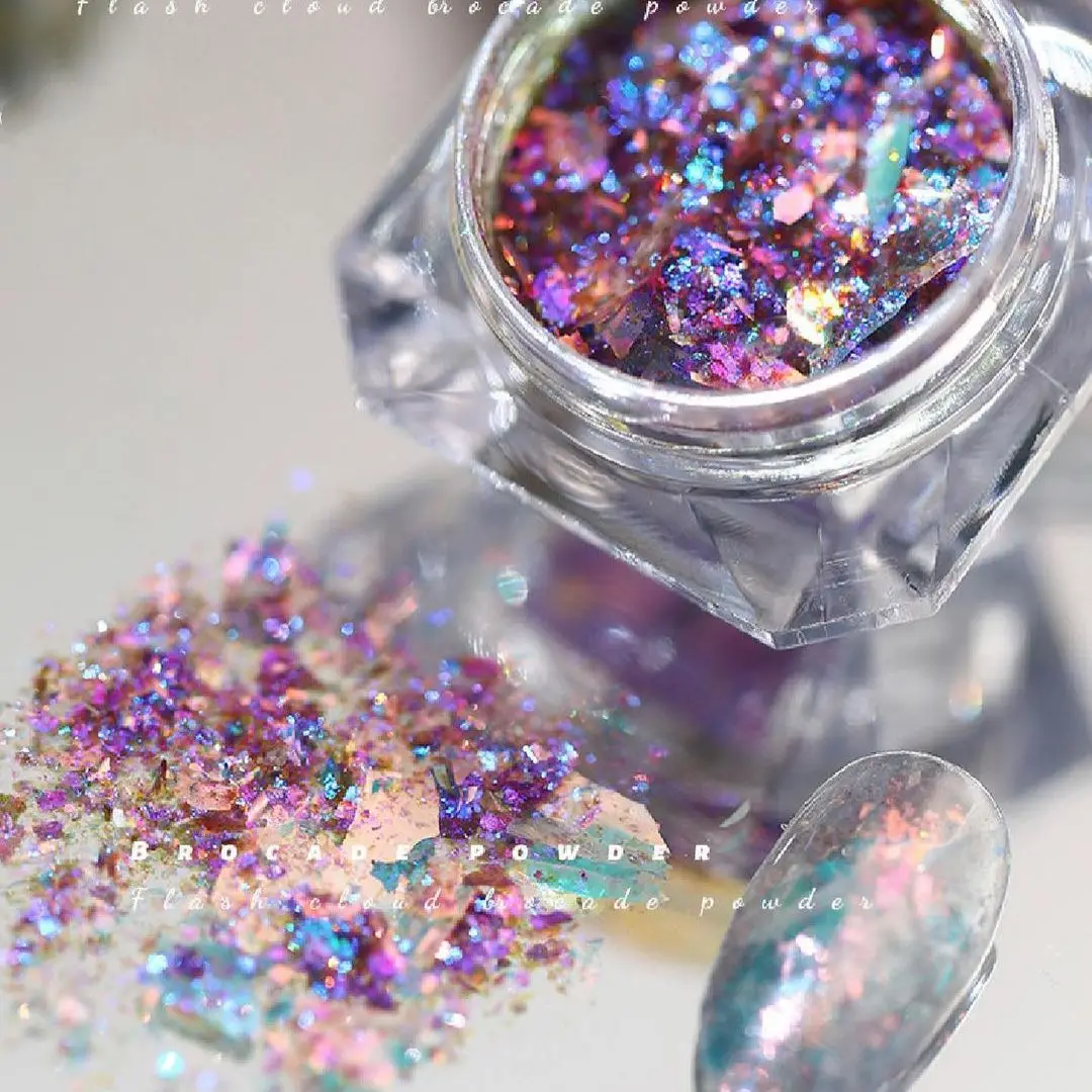 Rainbow Holographic Silver Chameleon Flakes Super Flash Galaxy Sequins Gel  Polish Chrome Pigment Decoration - AliExpress