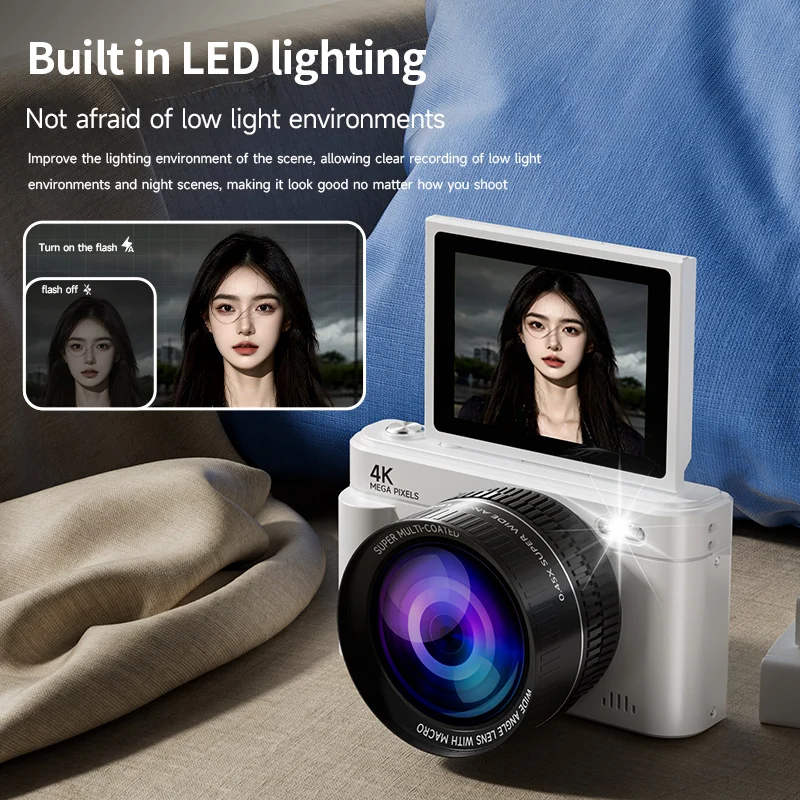 4K Digital Camera 64MP 18X Zoom Autofocus HD Retro Compact Digital Camera with 2.8 Inch Screen for Travel Photography Vlogging