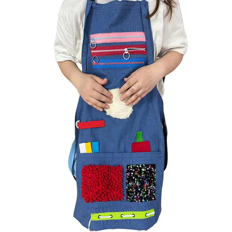 Montessori Busy Apron Sensory Toy for Kids Cognitive Development