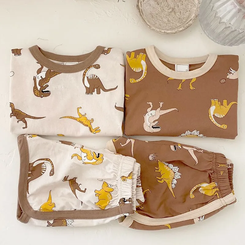 Baby Clothing Set for boy Infant Summer Fashion Dinosaur Set Girl Cool Comfortable Short Sleeves Tops And Boy Loose Thin Breathable Cotton Shorts 2pc Set Baby Clothing Set best of sale