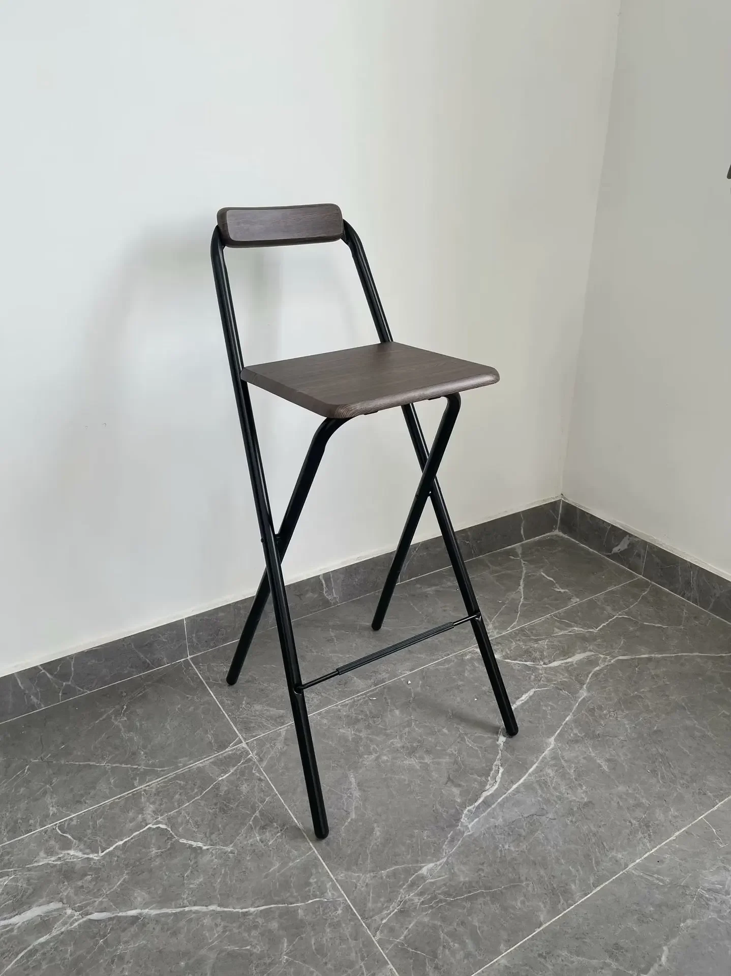 Minimalist Bar Stool Folding Upholstered High Stool Bar Backrest Stools Outdoor Metal Leisure Portable Chairs