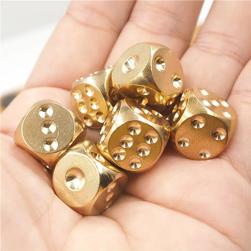 Metal Dice 5pcs Solid Brass 6-Sided Game Dice 15mm