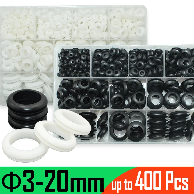 400/90pcs 고무 그로멧 방화벽 구멍 전기 와이어 그로멧 배관 가스켓 키트 3-20mm 고온 Oring 씰링 와셔
