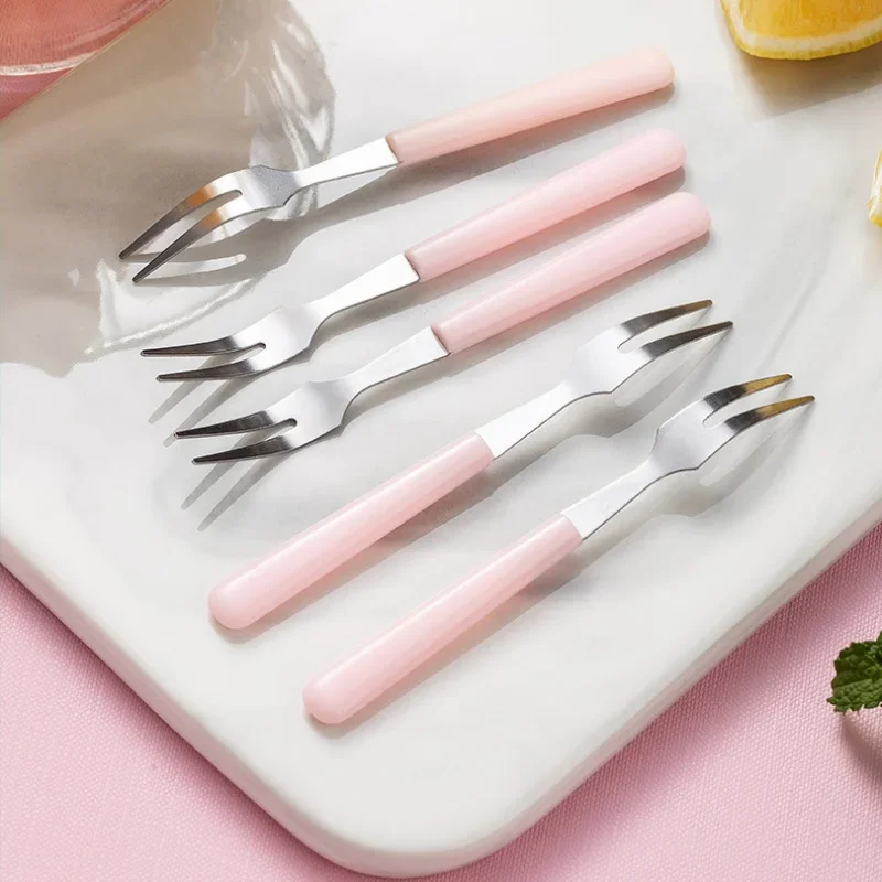 6Pcs Fruit Forks Mini Food Pick Children Kids Lunch Box Cocktail Stainless Steel Cake Dessert Sushi Snack Sticks Picker