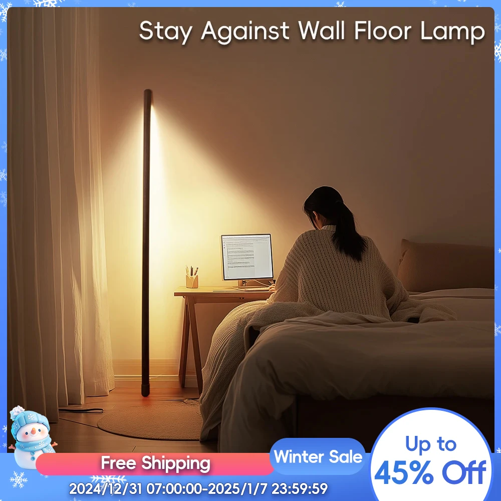 Stay Against Wall Floor Lamp LED Wood Floor Lamps Against Wall LED Nordic Standing Lamp For Bedside Sofa Living Room Decoration