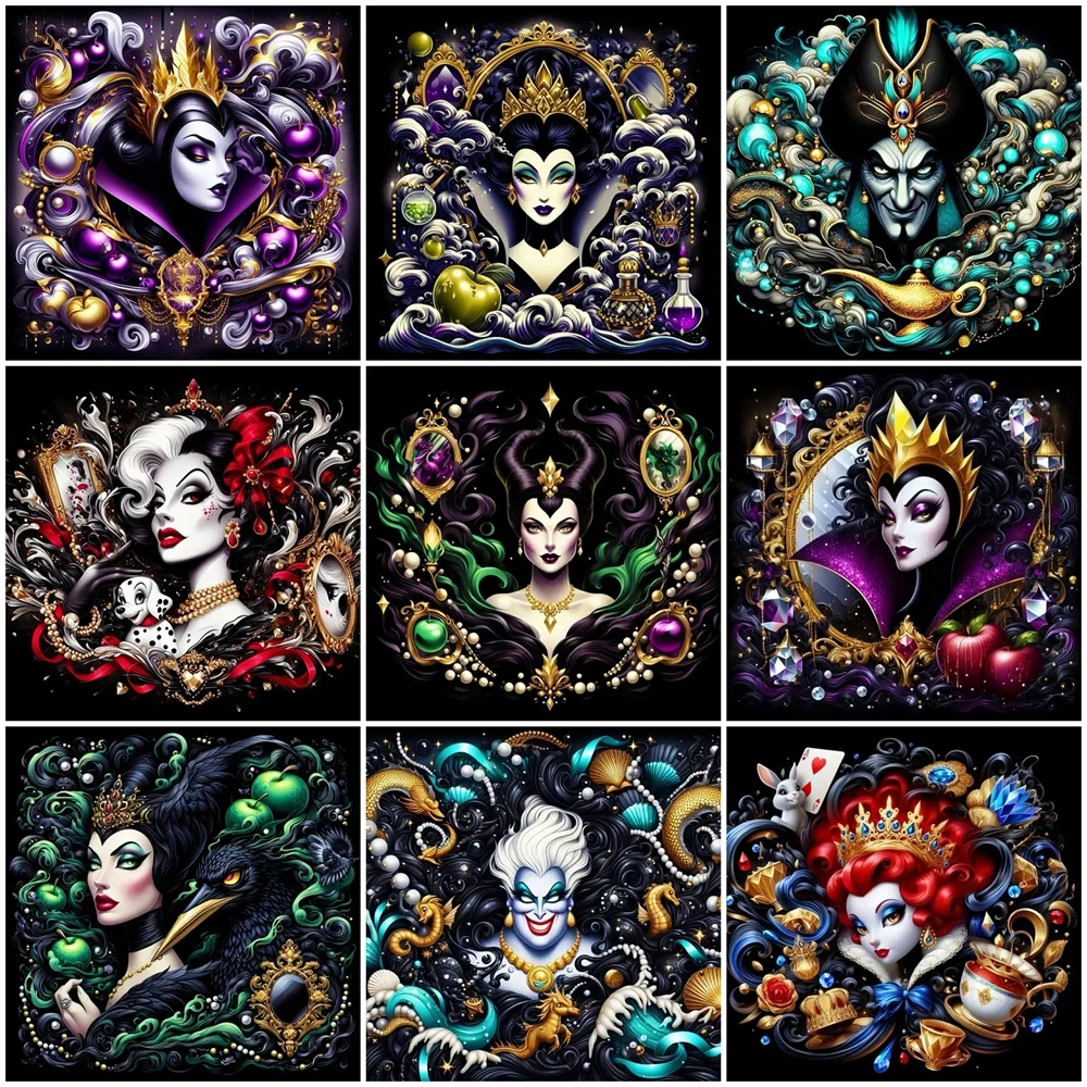 Description Picture 3 of itemIconic Brand DIY Oil Painting By Number Villains Evil Queen Drawing By Number Cruella Ursula Cartoon Acrylic Paint Home Decor Gift