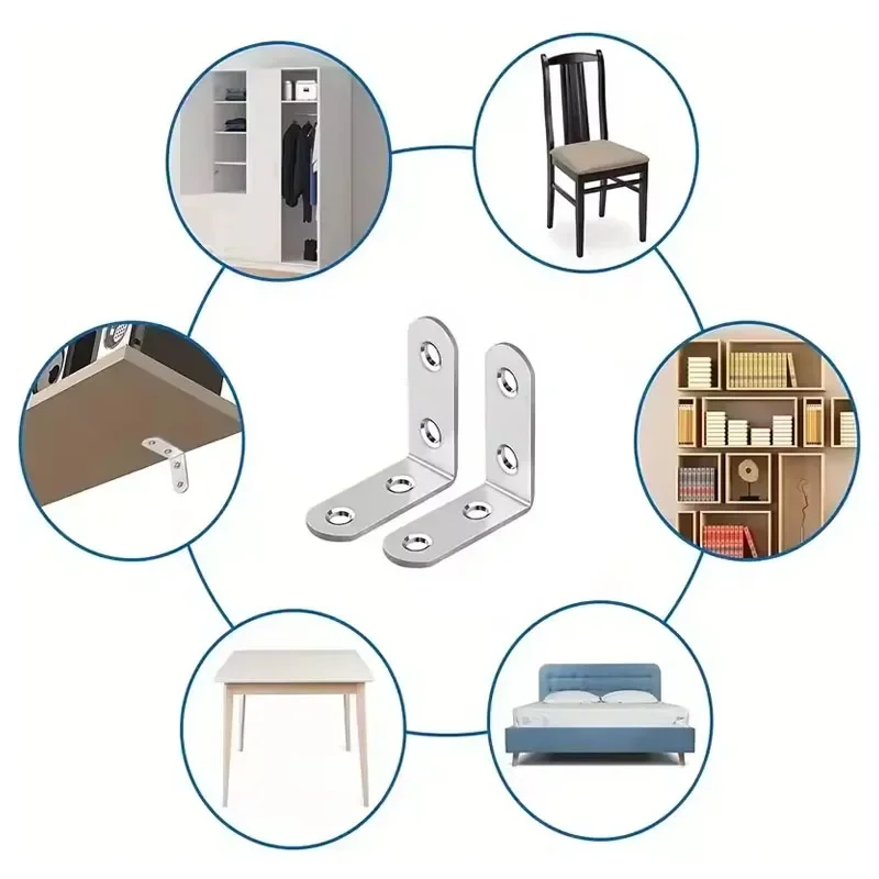 90 Degree Angle Corner Brackets Stainless Steel Corner Brace Fastener Wall Brackets Hanger for Shelves Table Chair 10PCS