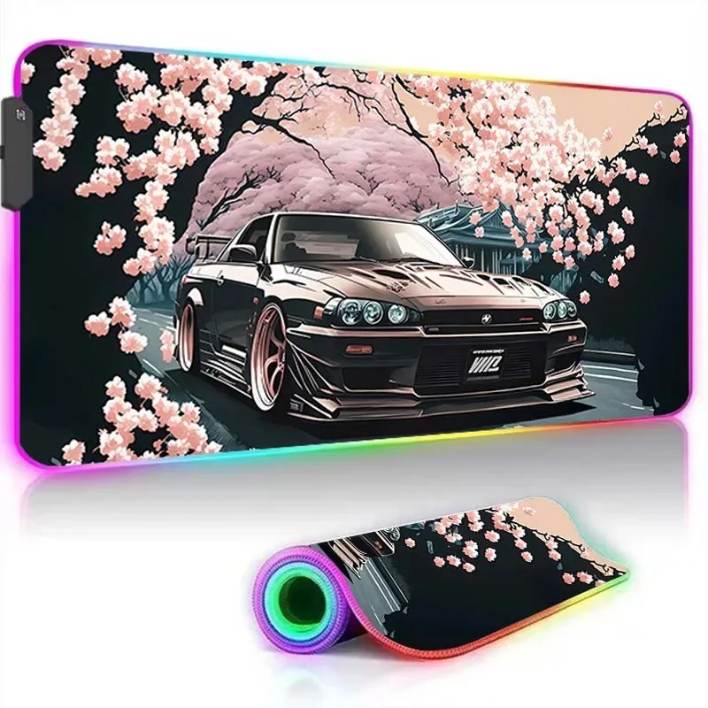 

Nissan Skyline GTR Office Accessories Anime Mouse Pad Gaming Backlight Deskmat Led Mousepad Large Desk Mat Back Light Gamer Xxl