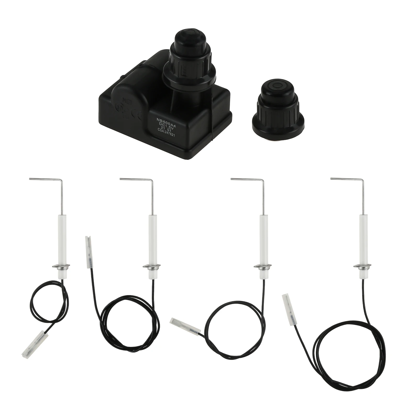 Gas Grill Spark Generator AA Battery Push Button BBQ Igniter + 4PCS Electrode Igniter Wire For Blackstone 28inch Propane Griddle grill ignition system
