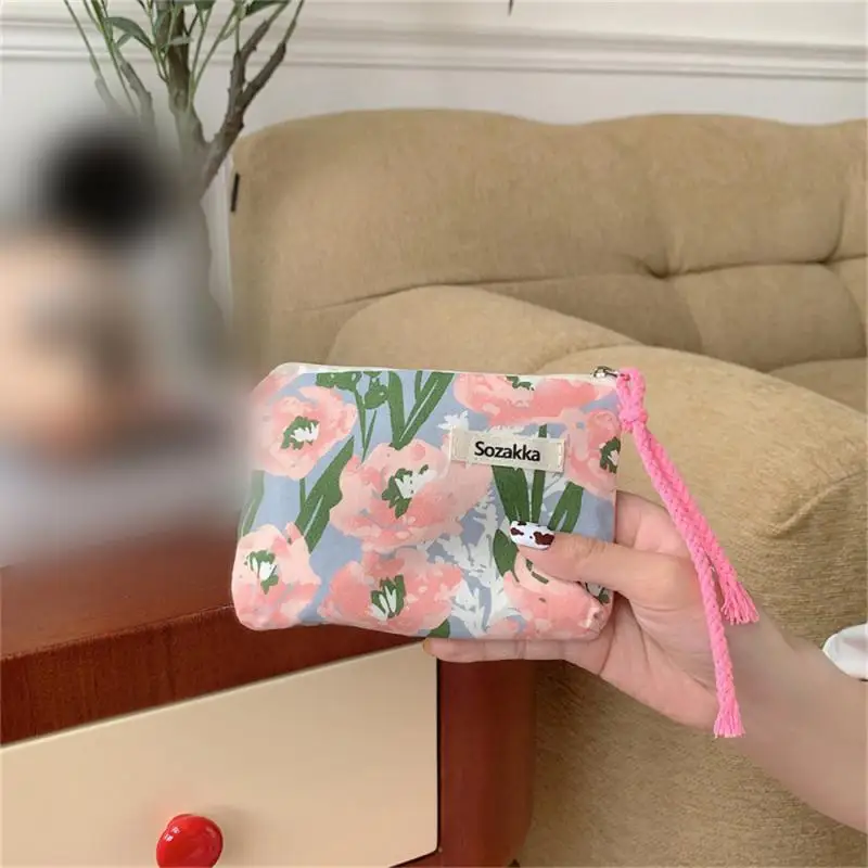 Make-up-Tasche Mit Blumenmuster, Groß, Baumwolle, 22x22x7 Cm - Kosmetiktasche Für Damen & Reise