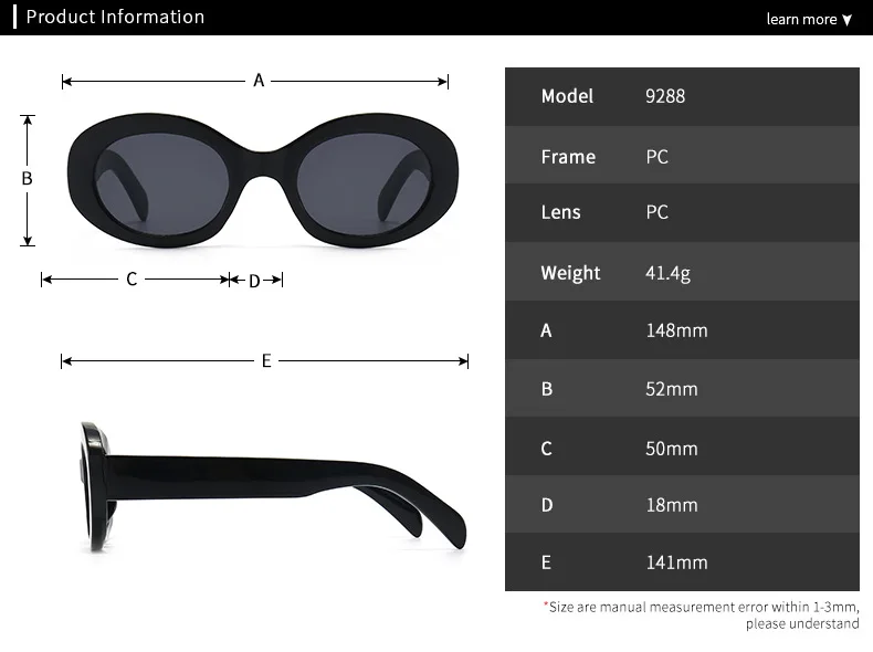 Designer Vintage Sunglasses Women - Small Oval Black Shades Luxury Brand Classic UV400 Sun Glasses