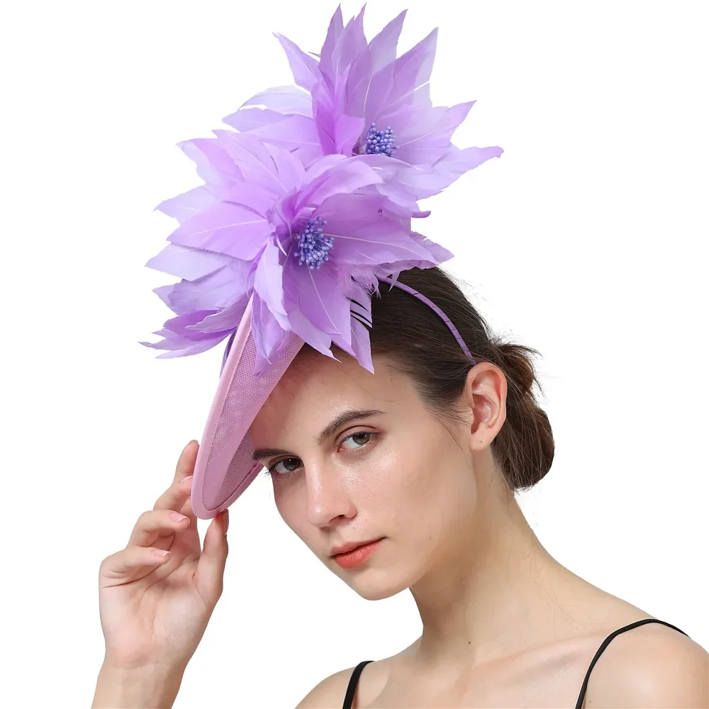 

Elegant Flower Fascinating Vintage Wedding Big Hat Millinery Fascinator For Ladies Cocktail Race Hair Accessories Headbands
