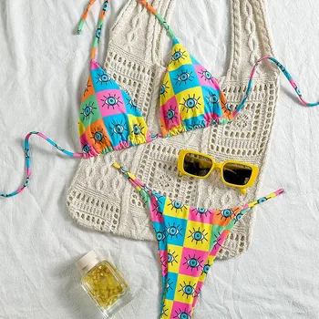 Summer New Printed thong Women Holiday Swimwear Bikini Women