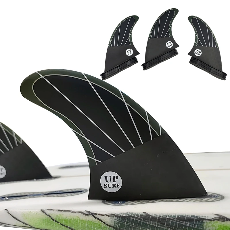 S/M/L Tri Fins UPSURF FCS Ⅱ Thruster Flowing Fin Carbon Fiber Surfboard Fins Double Tabs 2 quilhas Surf Fins Flowing Design