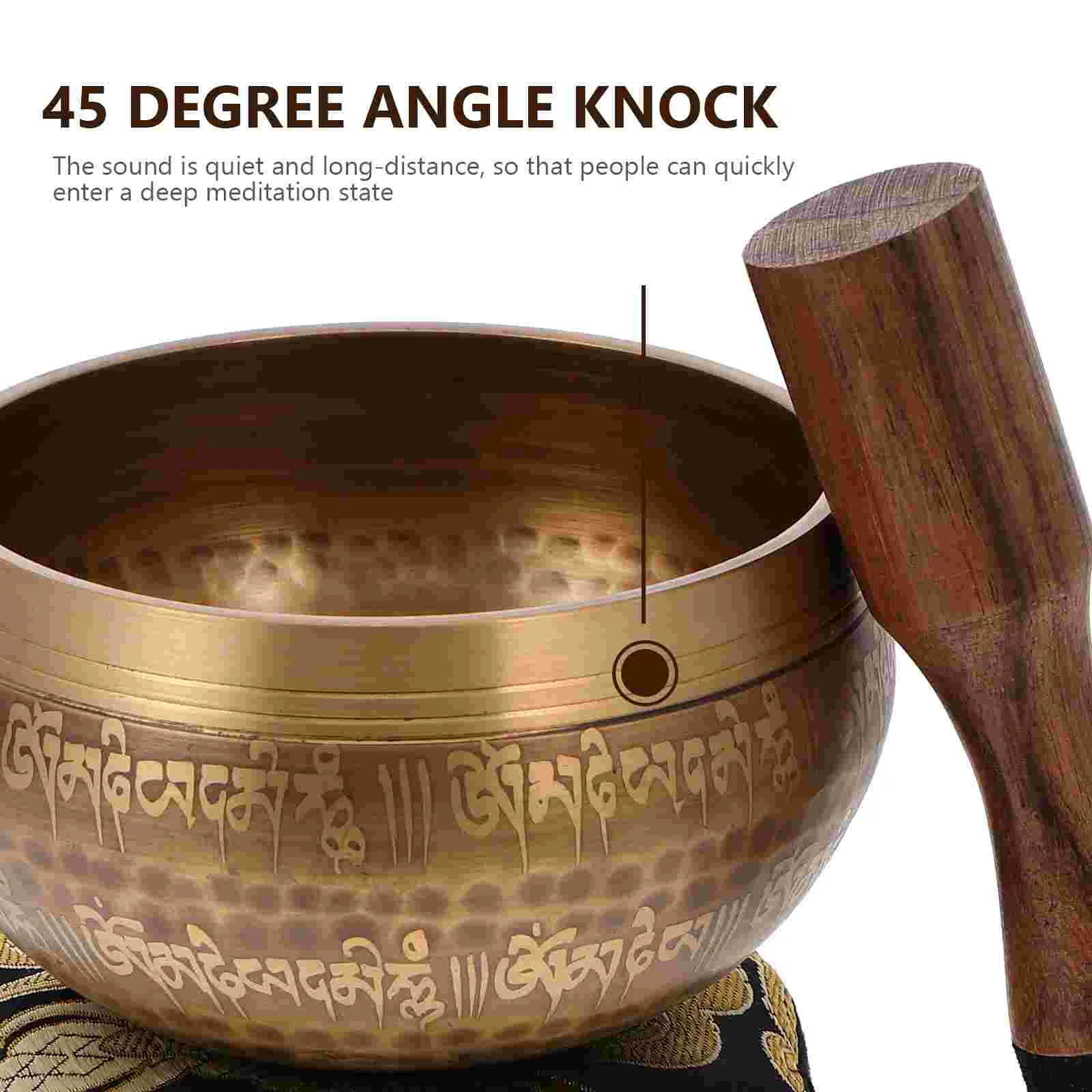 Tibetan Singing Bowl for Meditation Sound Bowl Gift Set Healingchakra Copper Spiritual Crystal Water Yoga Prayer Snack Alms Holy 3