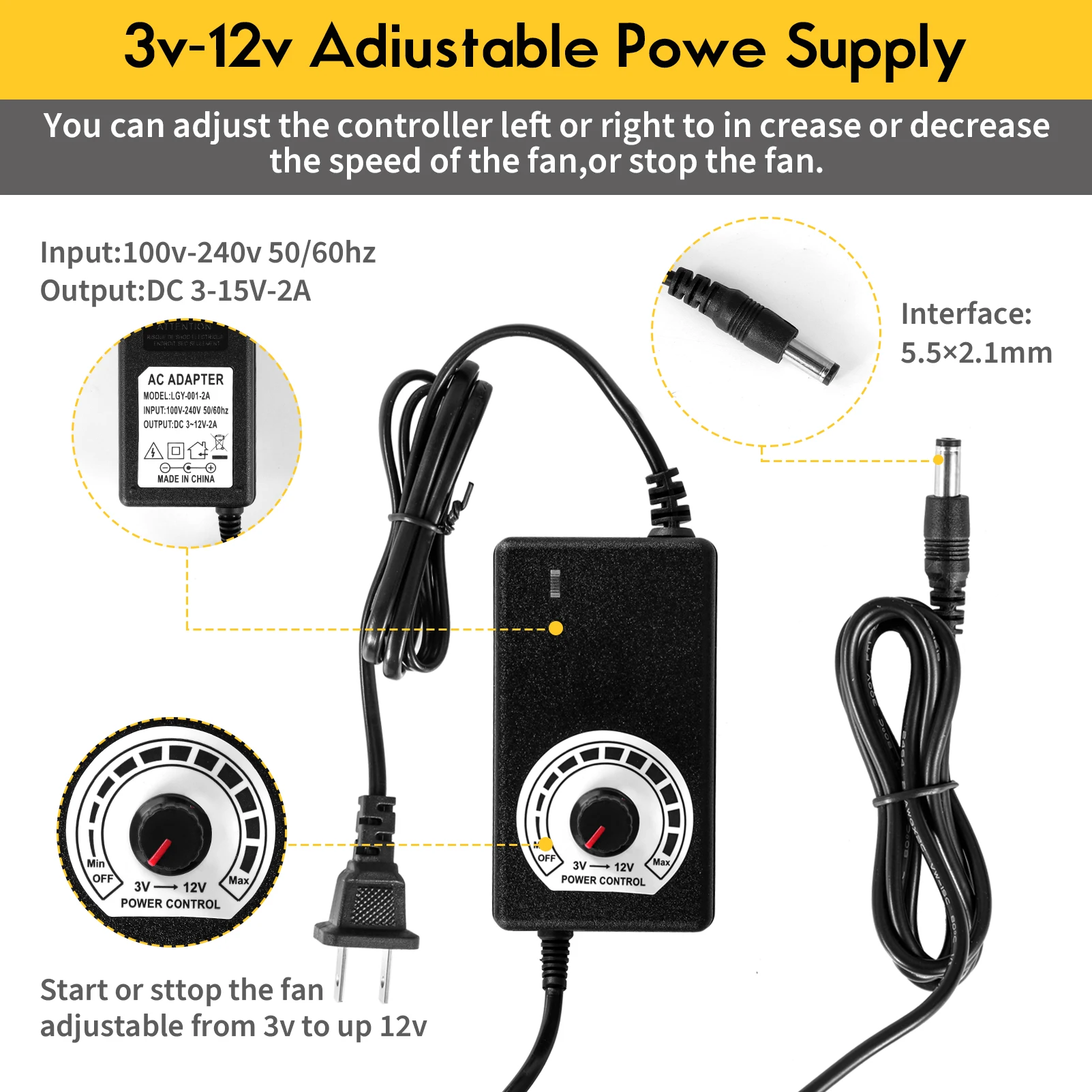 250 ミリメートル 25 センチメートル DC 冷却ファン 12V