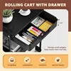3 Tier Rolling Cart with Drawer, Metal Rolling Utility Cart on Wheels with Pegboard, Art Cart Storage Organizer with Tabletop 2