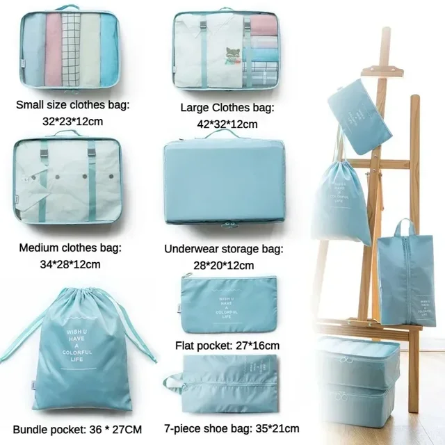 7PCS Travel Bag & Luggage Organizer Set – Packing Cubes for Clothes and Shoes 6