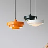 Nordic LED Pendant Light Macaron Carbon Steel Aluminum White Dark Green Orange Illuminations For Restaurant Living Rooms Fixture 2