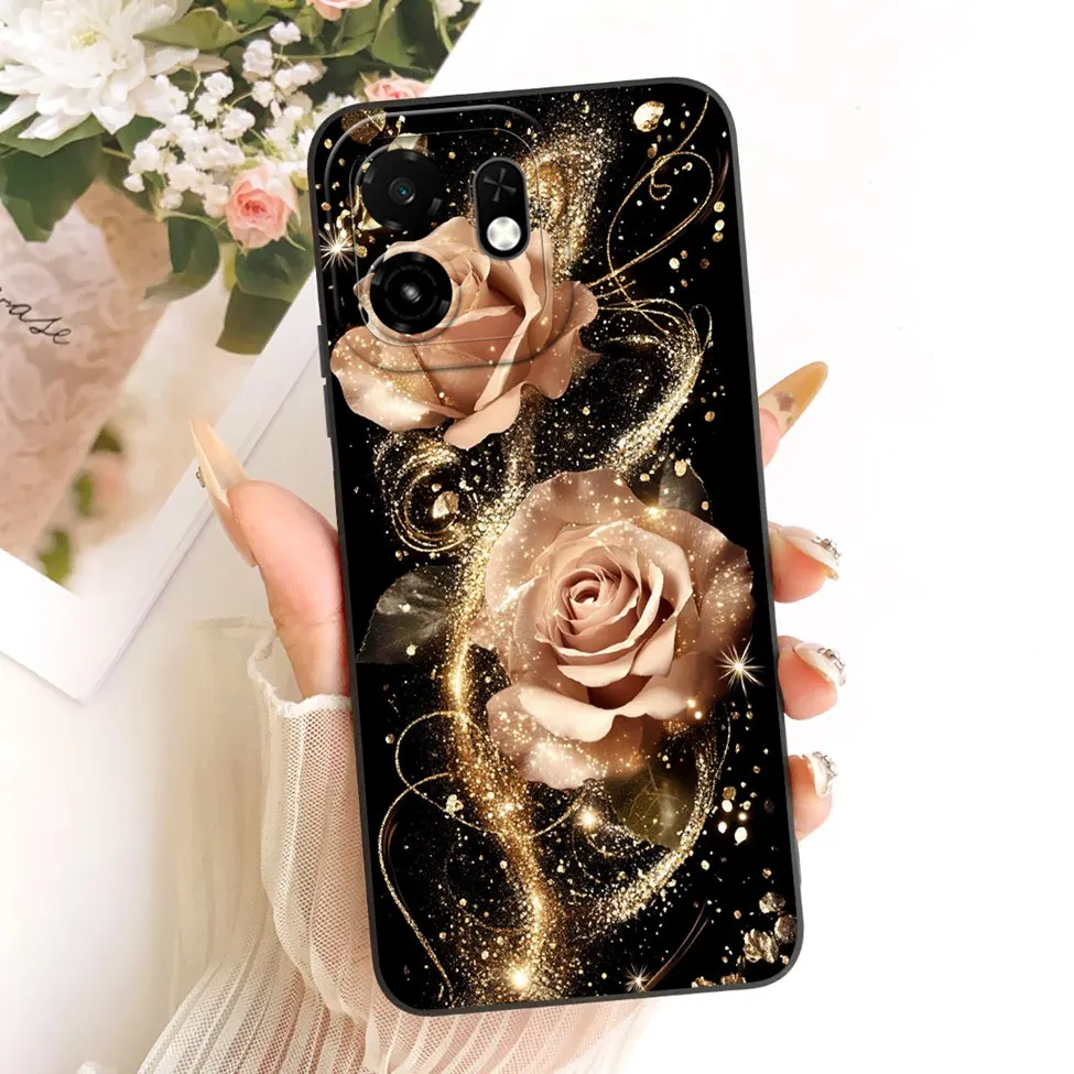 Silicone Cute Cartoon Luxury Flowers Painted Case Cover
