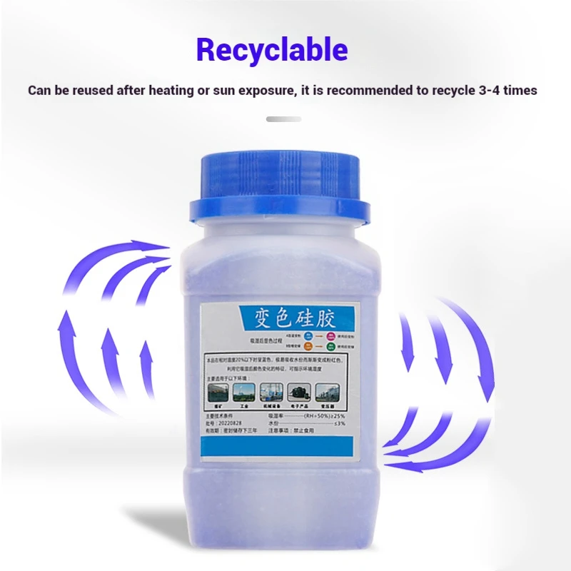 500g Blue/Orange Waterproof Reusable Silica Gel Beads Bottles Moisture Dryer Absorber Dehumidifier Desiccant