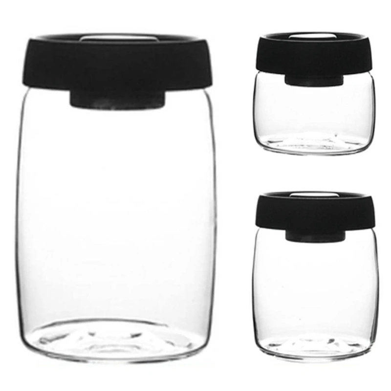 

Coffee Bean Storage Container Glass Vacuum Jar Sealed Nordic Kitchen Storage Snack Tea Milk Powder Container Storage