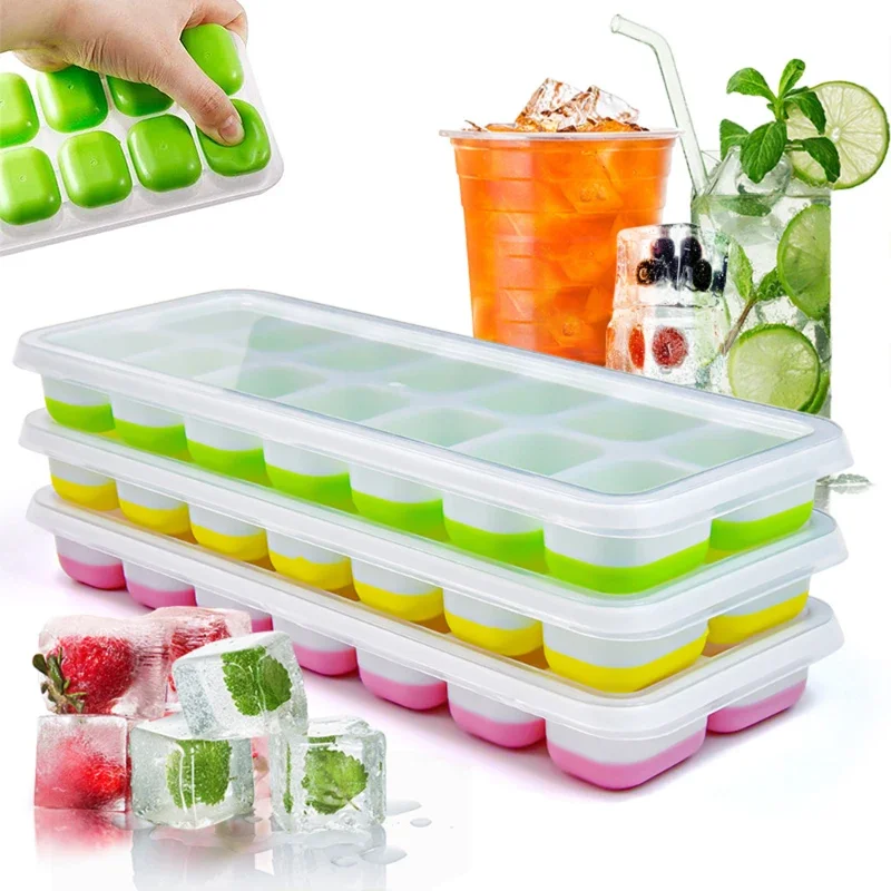 14-Grid Silicone Ice Cube Tray Square Mold for Home Bar Pub Wine