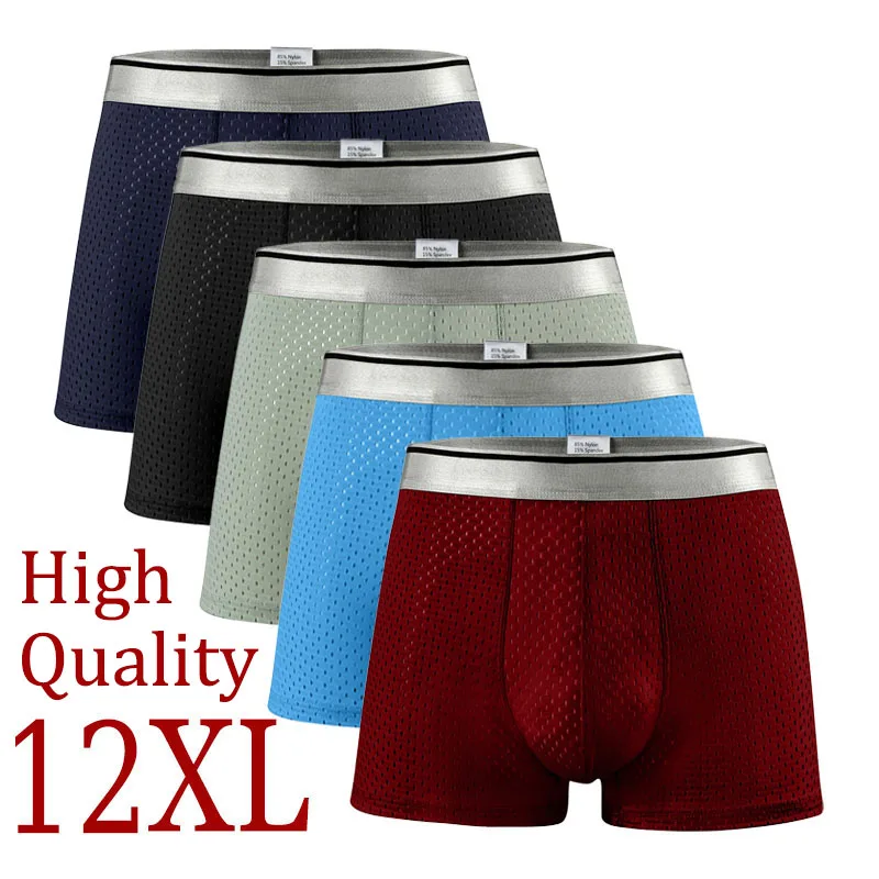 3pcs Mesh Hole 12xl Men Underwear Man Underwear Sexy Boxer Shorts Men