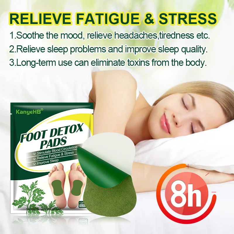 12pcs Foot Patch Wormwood Heel Fatigue Pain Relieving Plaster Relieve Stress Detoxification Help Sleeping Body Detox Pad