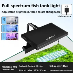 USB Powered LED Aquarium Light with 3 Dimmable Color Modes for Aquatic Plants and Fish Tanks (8W USB regular model)