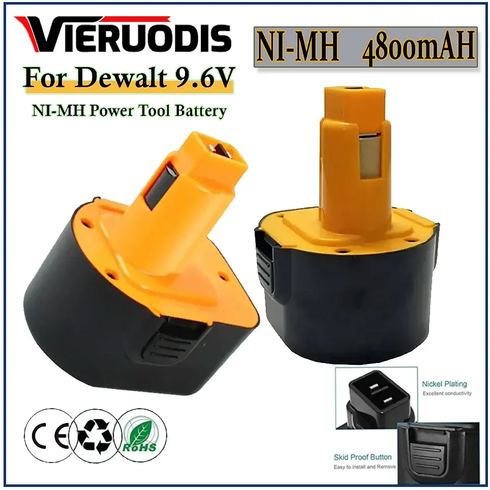 

For DeWalt 9.6V 4800mAh Ni MH rechargeable power tool backup portable battery, for De9061 De9062 DW9061 DW9062 De9036 DW9