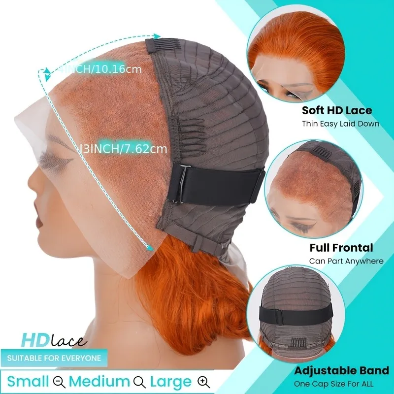 350 Ginger Orange Human Hair Wig Body Wave Pre Plucked With Baby Hair Lace Front Wigs 13x4 Ear To Ear Lace Body Wave Lace Wigs 1 5