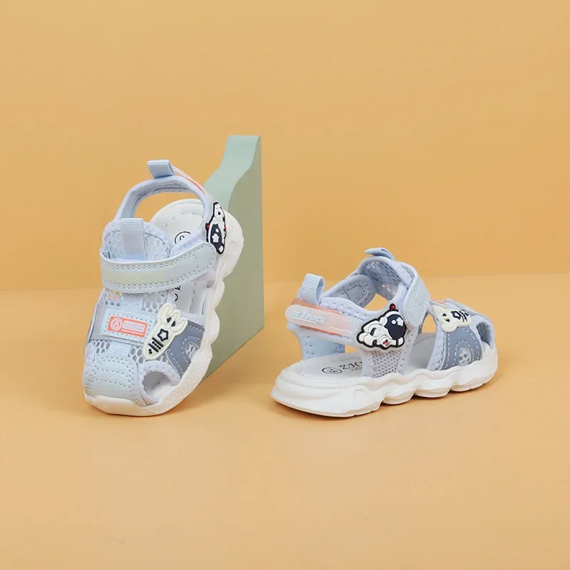 Summer Baby Sandals Cartoon Astronaut Walking Shoes Boy Girls 1-3years Outdoor Soft Soled Anti Slip Children Mesh Beach Sandals