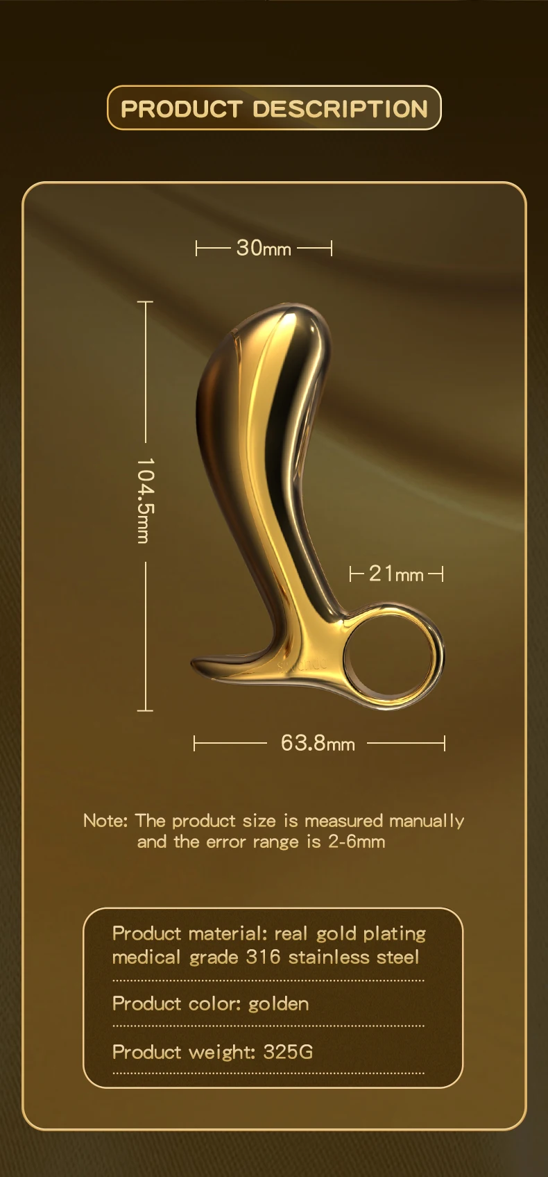 Metal Anal Plug Midas Sevanda Gold Aço Inox Pequeno
