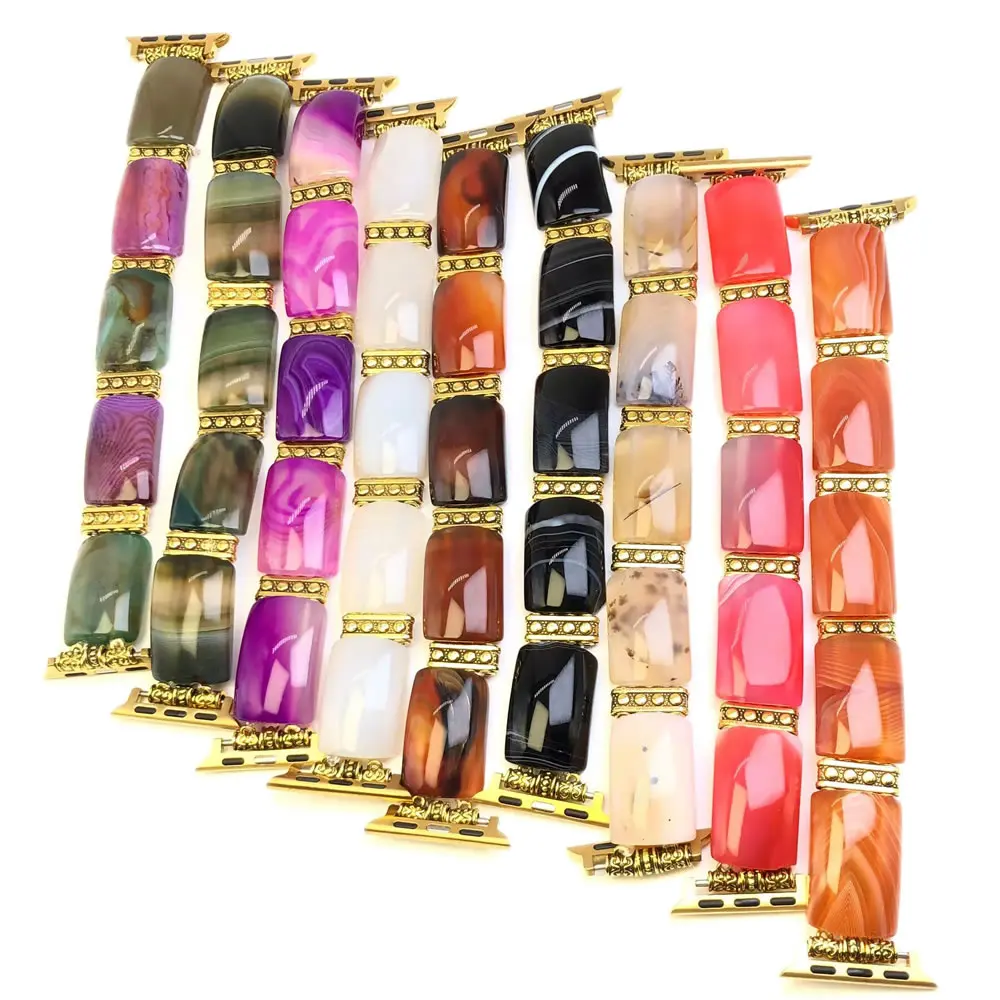 Boho Handmade Natural Stone Beaded Elastic Watch Band