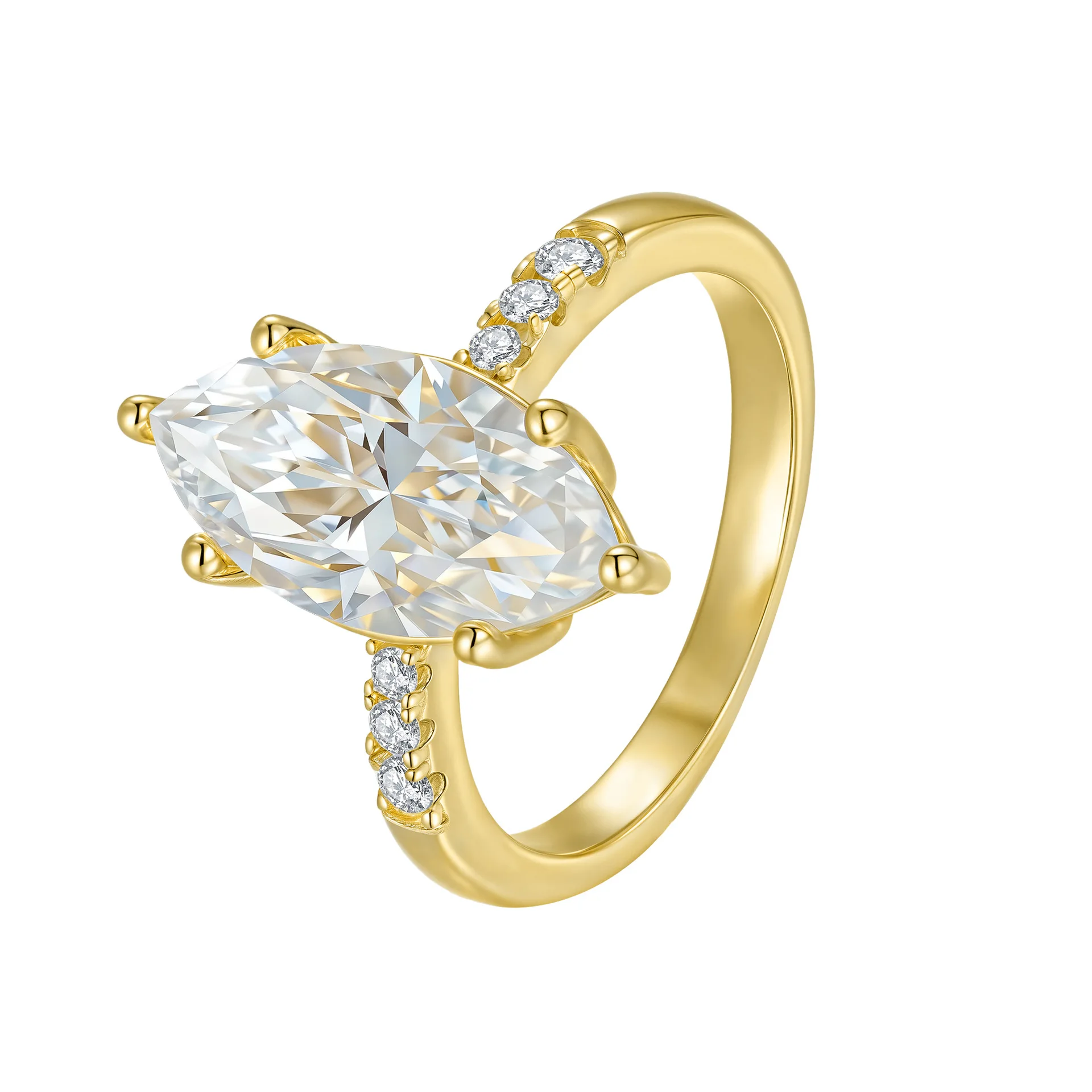 5 Karat Marquise Moissanit-Ring, 925 Sterling Silber, 6-Krappen-Fassung Ehering, Besteht Diamanttester, GRA-Qualität – Detail 13