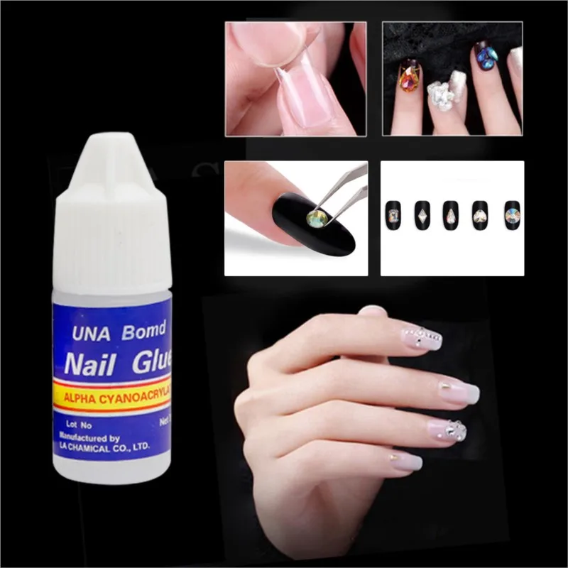 Pegamento de secado rápido para uñas, purpurina UV acrílica, diamantes de imitación a presión, pegamento fuerte para uñas postizas, herramienta de manicura, 5 piezas