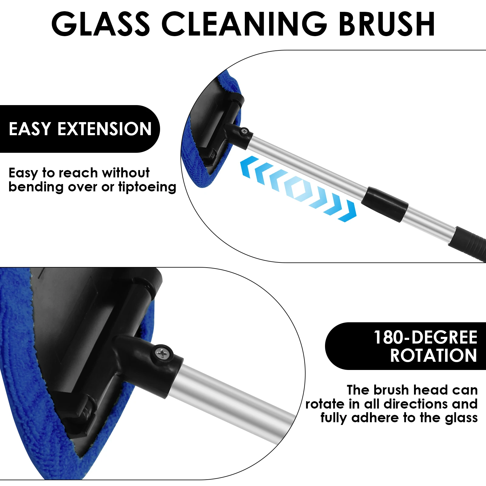 Telescopic Car Window Glass Cleaning Brush Kit