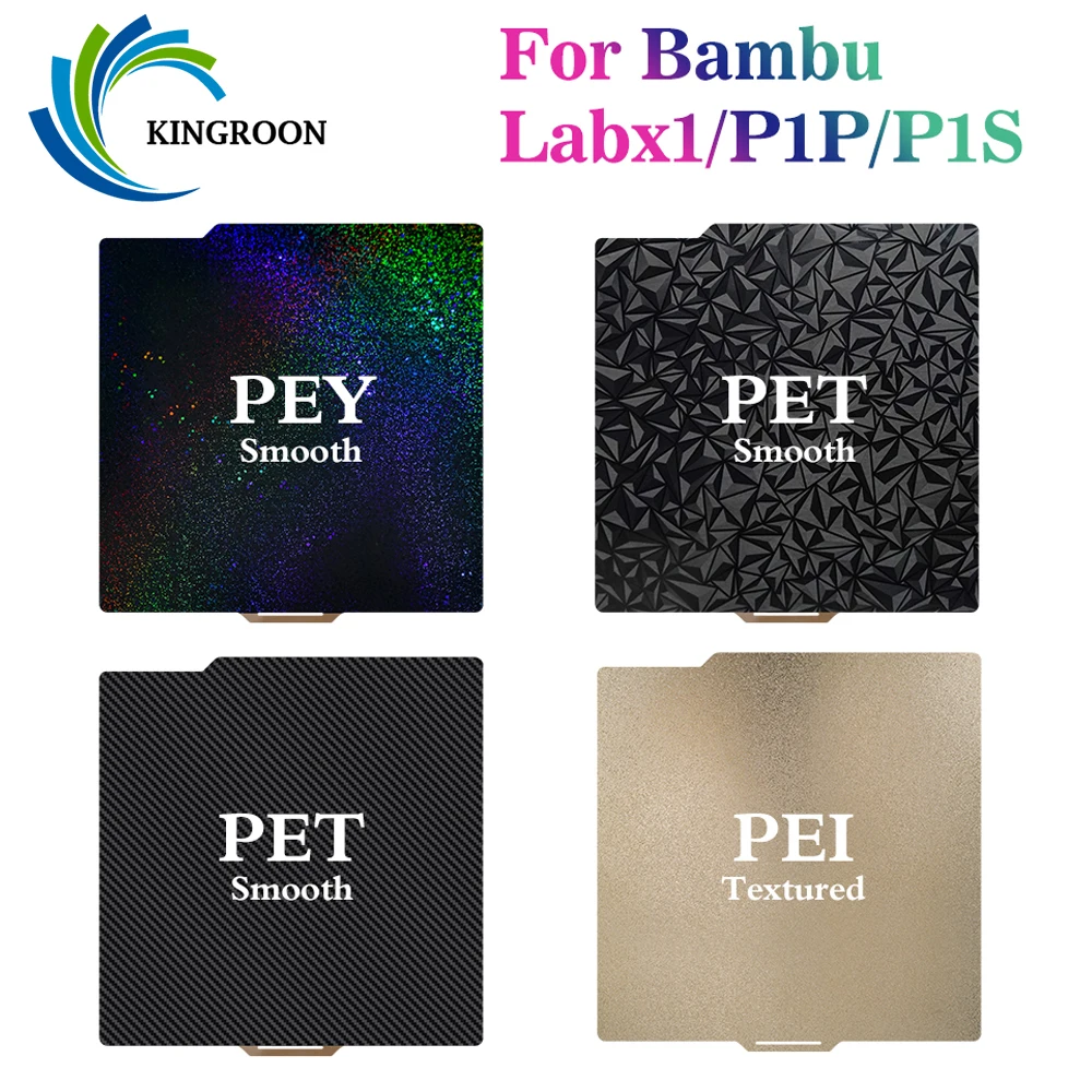 For Bambu Lab P1P Build Plate x1 Textured PEI Spring Steel 257x257mm Smooth PEY PEO Sheet PET Plate For Pet Bambulab Build Plate