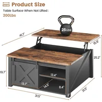 31.5" Lift Top Coffee Table with Storage, Square Coffee Table for Living Room, Farmhouse Coffee Table with Large Hidden 2