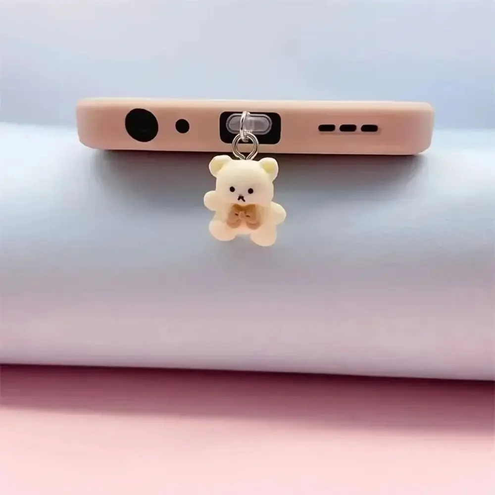 귀여운 곰 모양 휴대폰 먼지 방지 플러그 충전 포트 보호 캡 타입-C 방진 마개 폰 액세서리