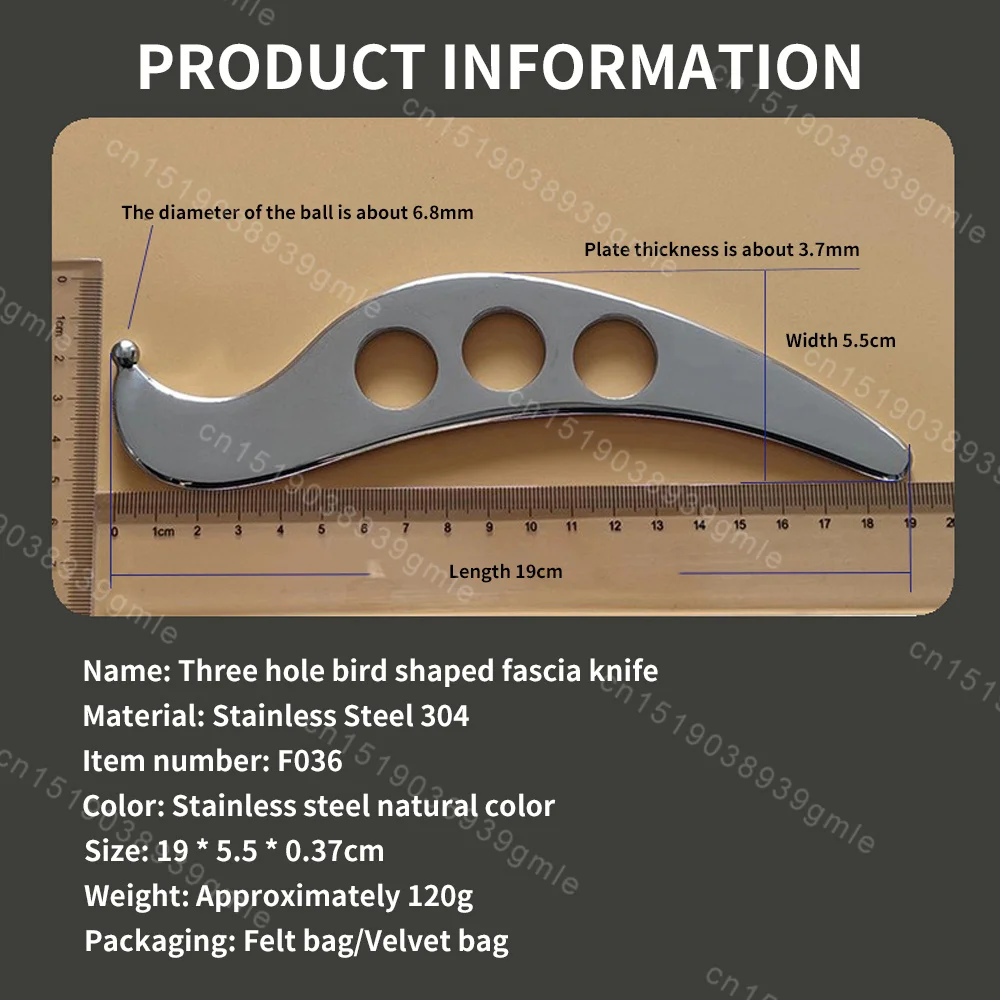 Fascia Knife Myofascial Release Pressure Tools Bird Shape Stainless Steel Gua Sha Scraper Physical Therapy Acupoint Massager