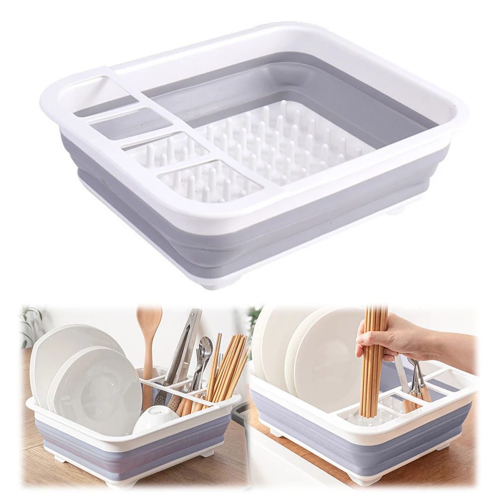 Foldable Dish Drying Rack Folding Household Storage Holder Portable Bowl Tableware Lid Drain Rack Kitchen Accessories Organizer
