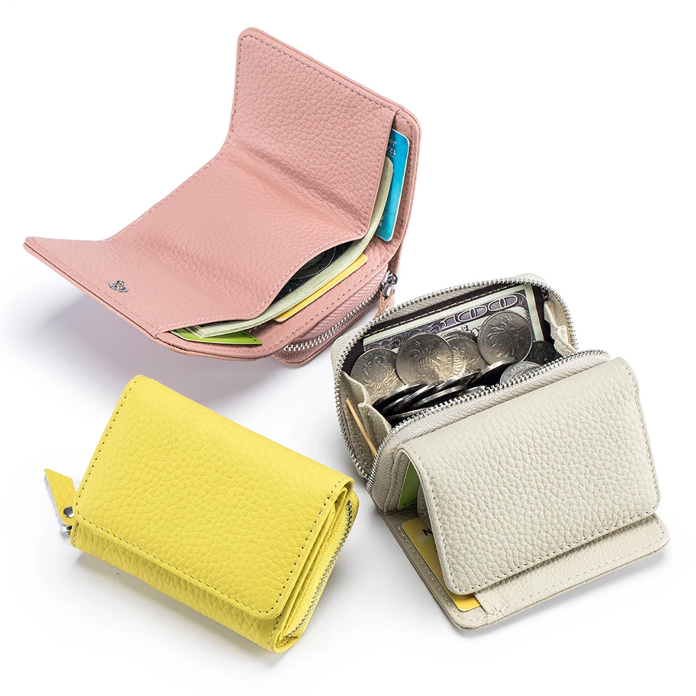 Women's RFID Blocking Short Wallet Multi Purpose Zipper Folded Purses Coins Pouches Multi-card Position Card Organizer Wallet